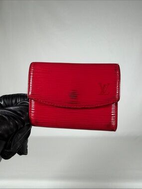 Authentic Louis Vuitton Red Epi Leather Card Wallet